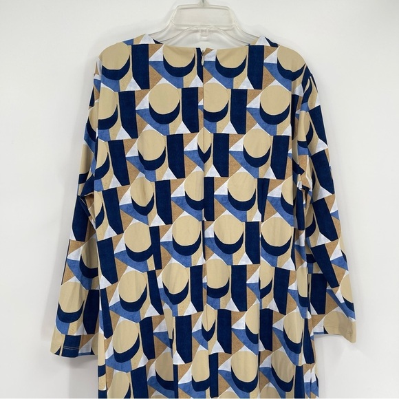 J McLaughlin Dress Women Size XL Catalina Cloth Geometric Print tan Blue - Picture 9 of 10